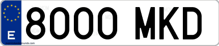 Ejemplo de matrícula de coche ordinaria 8000 MKD