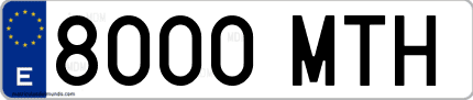 Ejemplo de matrícula de coche ordinaria 8000 MTH