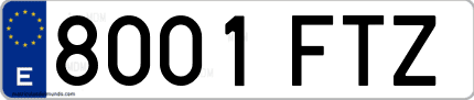 Ejemplo de matrícula de coche ordinaria 8001 FTZ