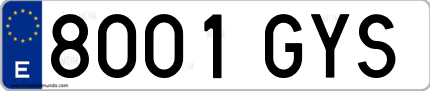 Ejemplo de matrícula de coche ordinaria 8001 GYS