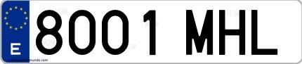Ejemplo de matrícula española 8001 MHL