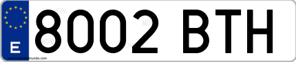 Ejemplo de matrícula de coche ordinaria 8002 BTH