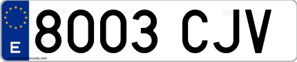 Ejemplo de matrícula de coche ordinaria 8003 CJV