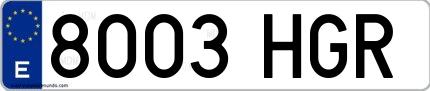 Ejemplo de matrícula española 8003 HGR
