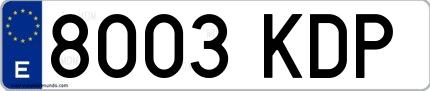 Ejemplo de matrícula española 8003 KDP