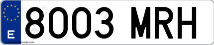 Ejemplo de matrícula española 8003 MRH