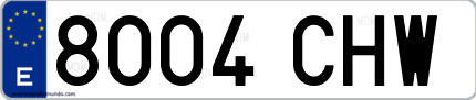 Ejemplo de matrícula de coche ordinaria 8004 CHW