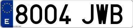 Ejemplo de matrícula española 8004 JWB