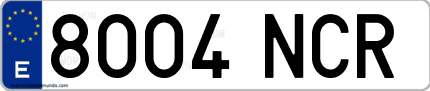 Ejemplo de matrícula de coche ordinaria 8004 NCR