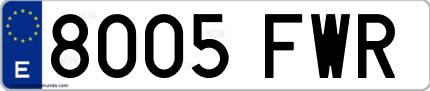 Ejemplo de matrícula de coche ordinaria 8005 FWR