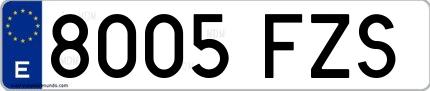 Ejemplo de matrícula española 8005 FZS