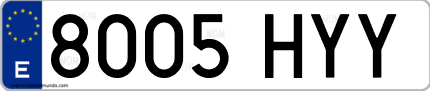 Ejemplo de matrícula de coche ordinaria 8005 HYY