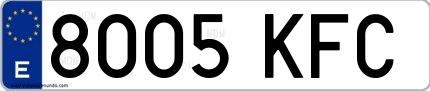 Ejemplo de matrícula española 8005 KFC