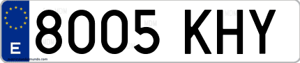 Ejemplo de matrícula de coche ordinaria 8005 KHY