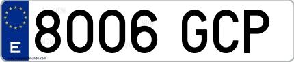 Ejemplo de matrícula española 8006 GCP