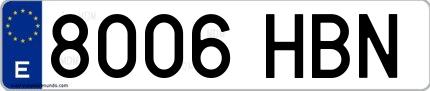 Ejemplo de matrícula española 8006 HBN