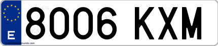 Ejemplo de matrícula de coche ordinaria 8006 KXM