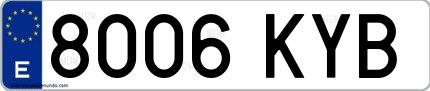 Ejemplo de matrícula española 8006 KYB