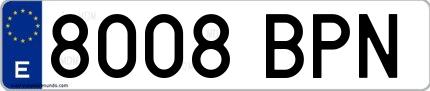 Ejemplo de matrícula española 8008 BPN
