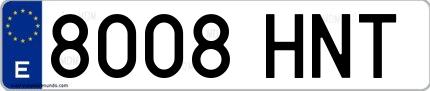 Ejemplo de matrícula española 8008 HNT
