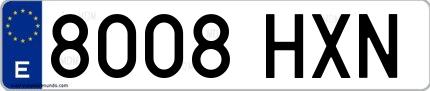 Ejemplo de matrícula española 8008 HXN