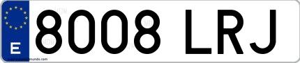 Ejemplo de matrícula española 8008 LRJ