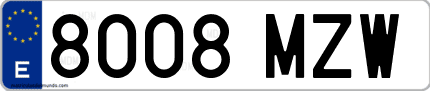 Ejemplo de matrícula de coche ordinaria 8008 MZW
