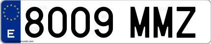 Ejemplo de matrícula española 8009 MMZ