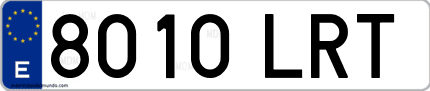Ejemplo de matrícula de coche ordinaria 8010 LRT