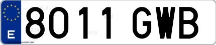 Ejemplo de matrícula española 8011 GWB