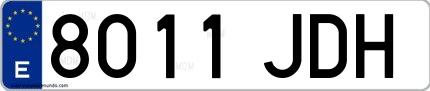 Ejemplo de matrícula española 8011 JDH