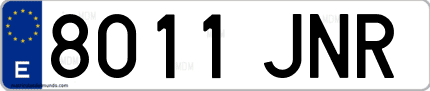 Ejemplo de matrícula de coche ordinaria 8011 JNR