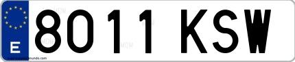 Ejemplo de matrícula española 8011 KSW