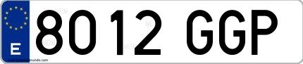 Ejemplo de matrícula española 8012 GGP