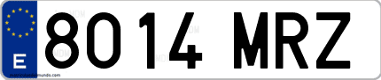Ejemplo de matrícula de coche ordinaria 8014 MRZ