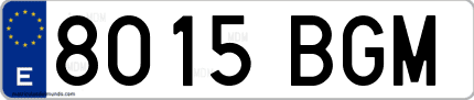 Ejemplo de matrícula de coche ordinaria 8015 BGM