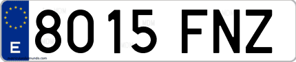 Ejemplo de matrícula de coche ordinaria 8015 FNZ