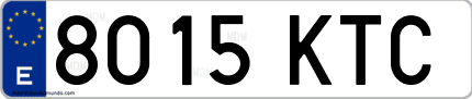 Ejemplo de matrícula de coche ordinaria 8015 KTC