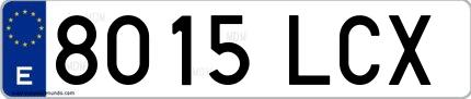 Ejemplo de matrícula española 8015 LCX