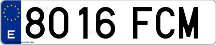 Ejemplo de matrícula española 8016 FCM