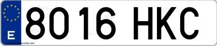 Ejemplo de matrícula española 8016 HKC