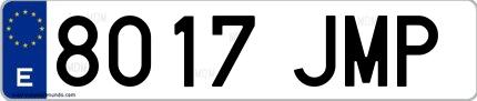 Ejemplo de matrícula española 8017 JMP