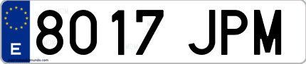 Ejemplo de matrícula de coche ordinaria 8017 JPM