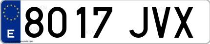 Ejemplo de matrícula española 8017 JVX