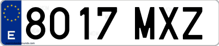 Ejemplo de matrícula de coche ordinaria 8017 MXZ