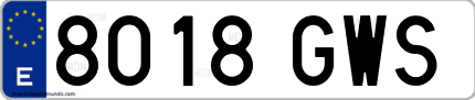 Ejemplo de matrícula de coche ordinaria 8018 GWS