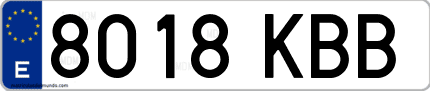 Ejemplo de matrícula de coche ordinaria 8018 KBB