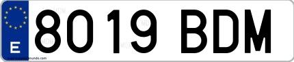 Ejemplo de matrícula española 8019 BDM