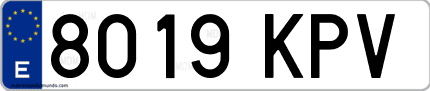 Ejemplo de matrícula de coche ordinaria 8019 KPV