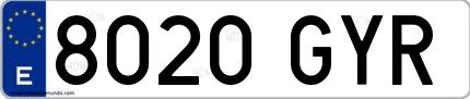 Ejemplo de matrícula española 8020 GYR